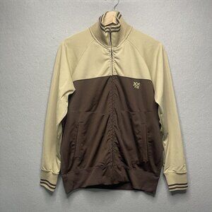 Hurley Mens Vintage Y2K Track Jacket S Beige & Brown Full-Zip Athletic